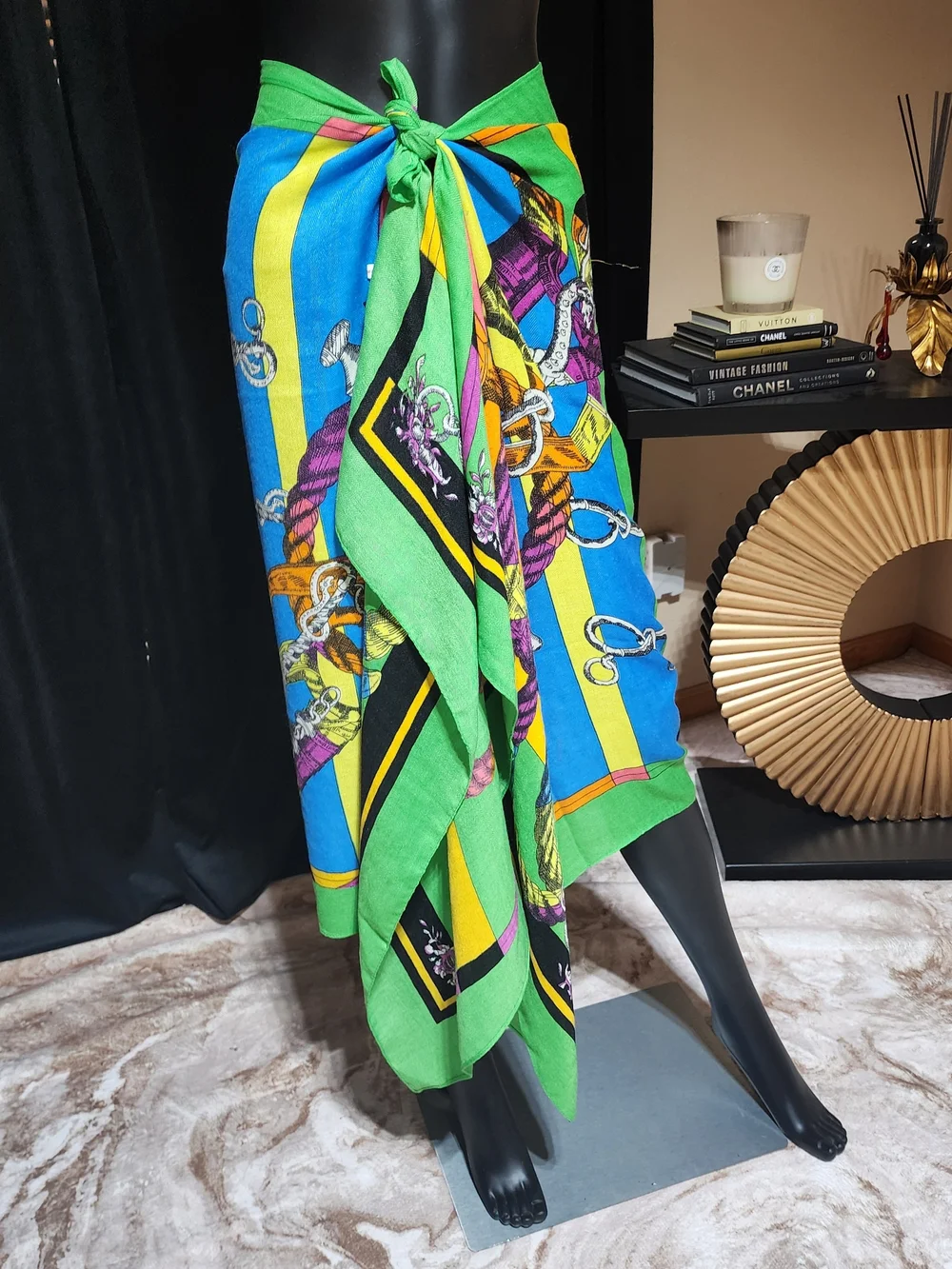 CARNAR ORCHID Oversized Equestrian Scarf Sarong Pareo Wrap NWT